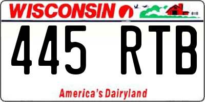 WI license plate 445RTB