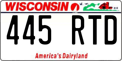 WI license plate 445RTD