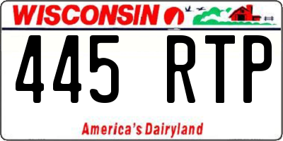 WI license plate 445RTP