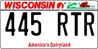WI license plate 445RTR