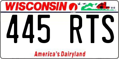 WI license plate 445RTS