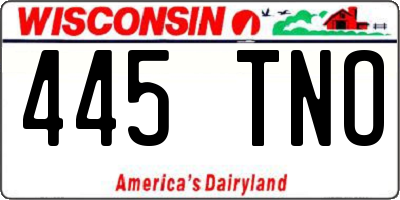 WI license plate 445TNO