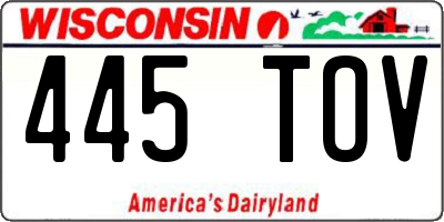WI license plate 445TOV