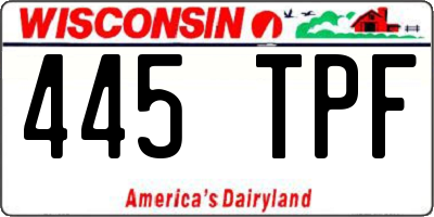 WI license plate 445TPF