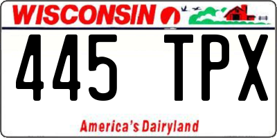 WI license plate 445TPX