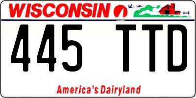 WI license plate 445TTD