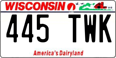 WI license plate 445TWK