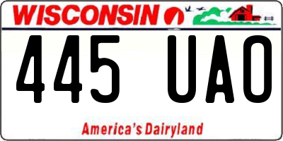 WI license plate 445UAO