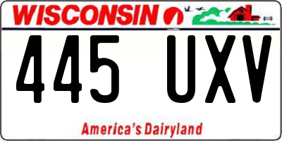WI license plate 445UXV