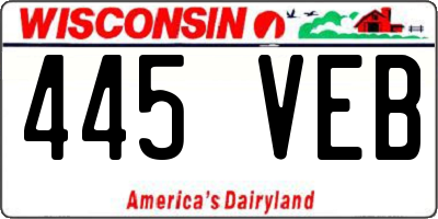 WI license plate 445VEB