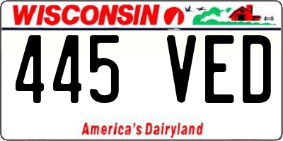 WI license plate 445VED