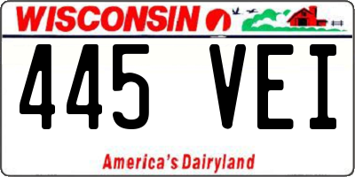 WI license plate 445VEI