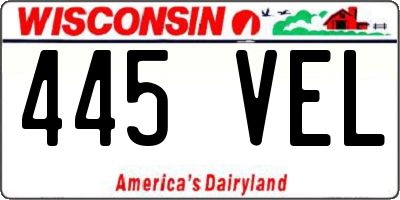 WI license plate 445VEL