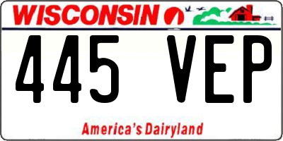 WI license plate 445VEP
