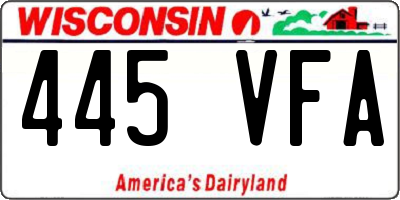 WI license plate 445VFA