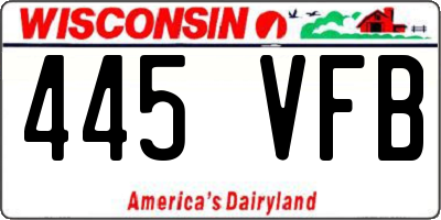 WI license plate 445VFB