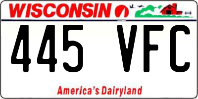 WI license plate 445VFC