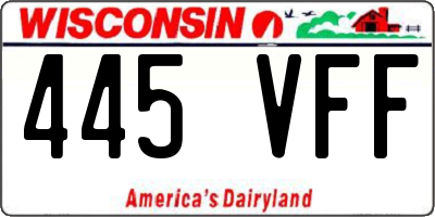 WI license plate 445VFF