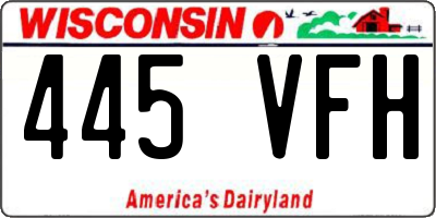 WI license plate 445VFH