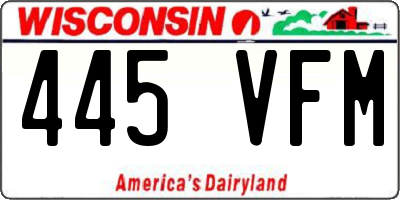 WI license plate 445VFM