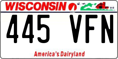 WI license plate 445VFN