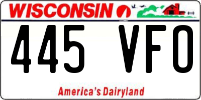 WI license plate 445VFO