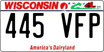 WI license plate 445VFP