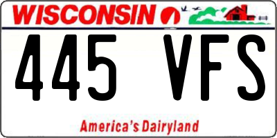 WI license plate 445VFS
