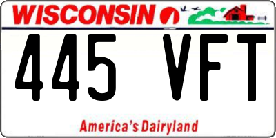 WI license plate 445VFT