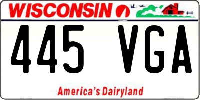 WI license plate 445VGA
