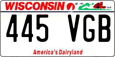 WI license plate 445VGB