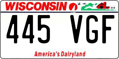 WI license plate 445VGF