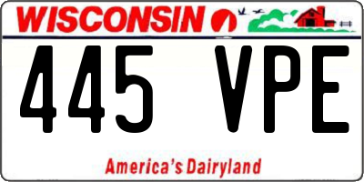 WI license plate 445VPE