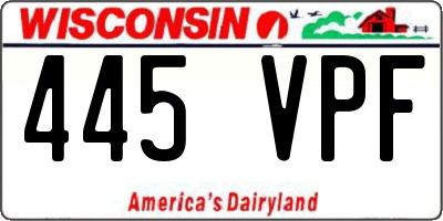 WI license plate 445VPF