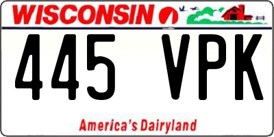 WI license plate 445VPK