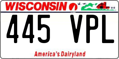 WI license plate 445VPL