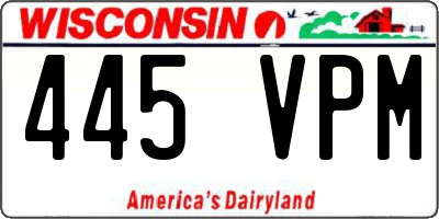 WI license plate 445VPM