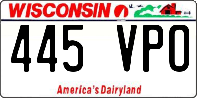 WI license plate 445VPO