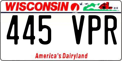 WI license plate 445VPR