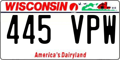 WI license plate 445VPW
