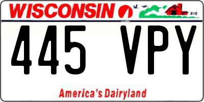 WI license plate 445VPY