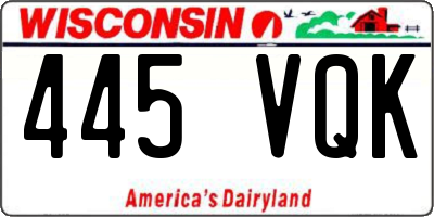 WI license plate 445VQK