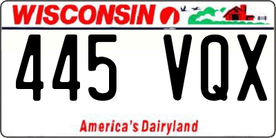 WI license plate 445VQX