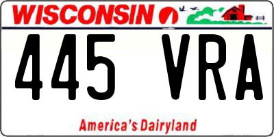 WI license plate 445VRA
