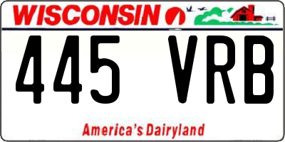 WI license plate 445VRB