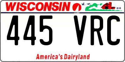 WI license plate 445VRC