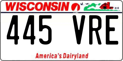 WI license plate 445VRE
