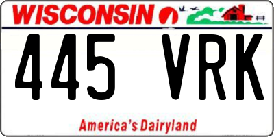 WI license plate 445VRK