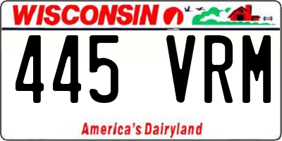 WI license plate 445VRM