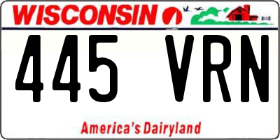 WI license plate 445VRN